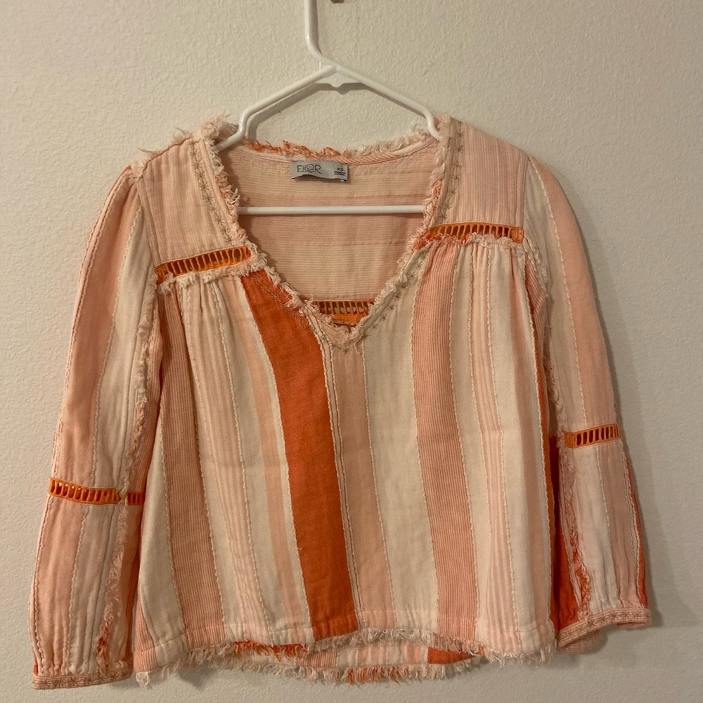 Boho Striped V-Neck Blouse